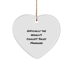 Funny Sales Manager Gifts from Friends, Heart Ornament for World's Coolest Sales Manager, Unique Christmas Unique Gifts for Sales Manager - Image 1