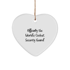 Cool Security Guard Gifts from Friends - Funny Security Guard Heart Ornament, 'Officially The World's Coolest Security Guard', Christmas Unique Gifts for Men, Women, Coworkers, Family - Image 1