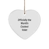 Funny Valet Gifts from Friends for Men, Heart Ornament Officially The World's Coolest Valet, Christmas Unique Gifts - Image 1