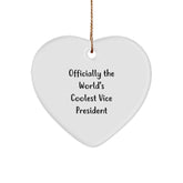 Funny Vice President Gifts, 'Officially The World's Coolest Vice President' Heart Ornament for Christmas, Gifts from Friends to Vice President - Image 1