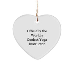 Funny Yoga Instructor Gifts from Friends and Family - Unique Heart Ornament Officially The World's Coolest Yoga Instructor - Image 1
