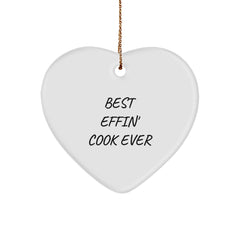 Funny Cook Gifts for Friends, Coworkers, or Family - Best Effin' Cook Ever Heart Ornament for Christmas - Image 1
