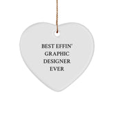 Funny Quote Gifts from Friends for Graphic Designer Christmas Unique Heart Ornament - Image 1