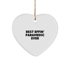 Gifts from Rescue Worker Friends, Funny Heart Ornament Quote, Best Effin' Rescue Worker Ever, Christmas Unique Gifts for Rescue Worker Men - Image 1