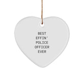 Funny Police Officer Heart Ornament, Gifts from Men to Best Effin' Police Officer Ever, Heart Shaped Christmas Memorable Present for Police Officer - Image 1