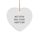 Gifts from the Funny Real Estate Agent, Inspirational Heart Ornament, 'Best Effin' Real Estate Agent Ever', Perfect Christmas Unique Gifts for Real Estate Agent, Men or Women - Image 1