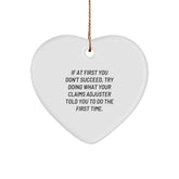 Funny Claims Adjuster Heart Ornament, Gifts from Friends to Claims Adjuster, Christmas Unique Gifts - Image 1