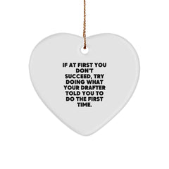 Funny Drafter Gifts, Heart Ornament with a Twist, Gifts from Friends for Him or Her, Drafter Humor at Christmas - Image 1