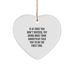 Hairstylist Gifts from Friends, Family, or Coworkers - Funny Heart Ornament for Christmas - Image 1