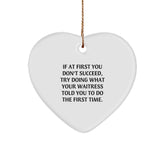 Funny Waitress Gifts from Friends, Heart Ornament for Waitress, Christmas Unique Gifts - Image 1
