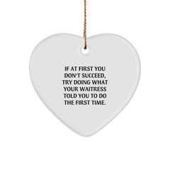 Funny Waitress Gifts from Friends, Heart Ornament for Waitress, Christmas Unique Gifts - Image 1