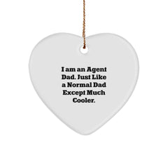 Agent Dad Heart Ornament, Fun Gifts from Dad to Agent, Christmas Memorable Presents for Agent Friends and Family - Image 1