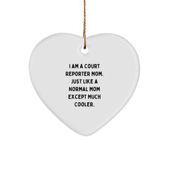 Court Reporter Gifts from Mom, Vibrant Heart Ornament for Christmas - Funny Quote Inside, Unique Court Reporter Mom Gifts for Family, Friends, or Coworkers - Image 1