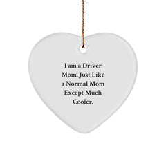 Funny Driver Mom Gifts for Driver - Heart Ornament, Cute Christmas Unique Gifts from Men, Women, Friends, Family, 'I Am A Driver Mom' Driver Heart Ornament - Image 1