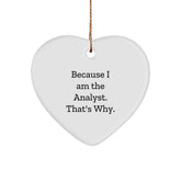 Funny Analyst Heart Ornament Gifts from Men to Coworkers for Christmas - 'Because I Am The Analyst. That's Why.' - Image 1