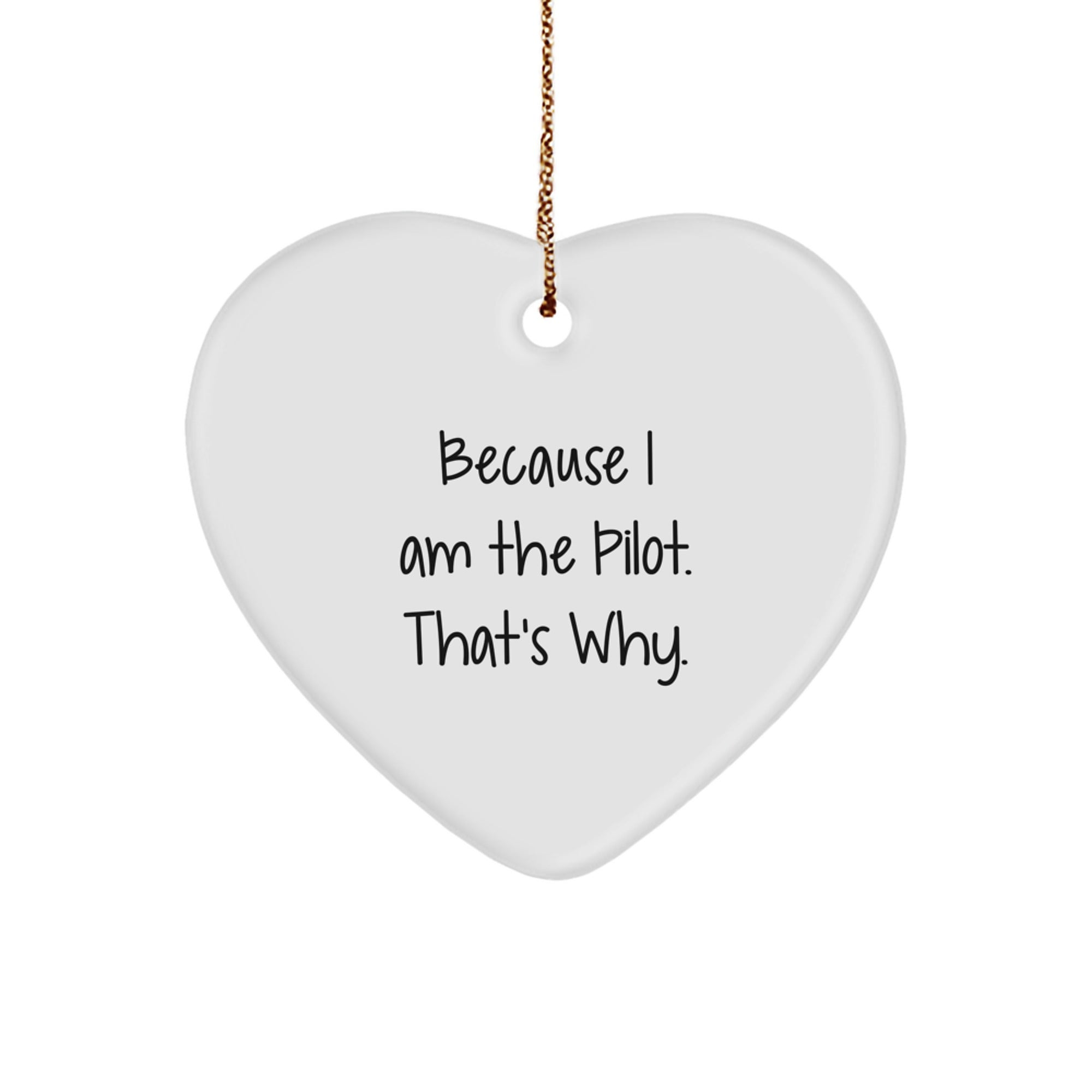 Pilot Heart Ornament - Funny Quote 'Because I Am The Pilot. That's Why.' Gifts for Men from Friends - Image 1
