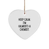 Funny Chemist Gift, 'Keep Calm, I'm (almost) A Chemist.' Heart Ornament, Gifts from Men to Chemist Friends, Unique Christmas Unique Gift - Image 1