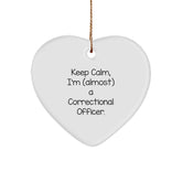Correctional Officer Gifts from Friends, Keep Calm Heart Ornament, Christmas Unique Gifts for Men - Image 1