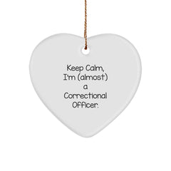 Correctional Officer Gifts from Friends, Keep Calm Heart Ornament, Christmas Unique Gifts for Men - Image 1