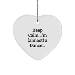Funny Dancer Heart Ornament Gifts for Her, Keep Calm I'm (almost) A Dancer, Christmas Unique Gifts from Family, Friends, Coworkers - Image 1