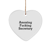 Funny Secretary Gifts from Friends - Amazing F--king Secretary Heart Ornament for Christmas, Secretary Unique Gifts for Men, Women, Coworkers, Family - Image 1