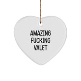 Funny Valet Gifts from Men to Friends or Coworkers - Amazing F--king Valet Heart Ornament, Christmas Unique Gifts for Valet - Image 1