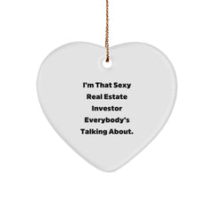 Funny Real Estate Investor Humor Heart Ornament Gifts from Friends for Real Estate Investors at Christmas - Image 1