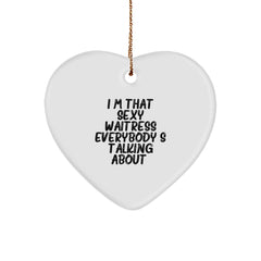 Sexy Waitress Heart Ornament Gifts from Men to Waitress Friends at Christmas - Image 1