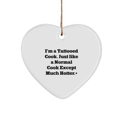 Funny Cook Gifts for Him from I'm A Tattooed Cook Heart Ornament, Christmas Unique Gifts for Cook Lovers - Image 1