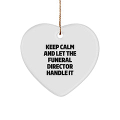 Keep Calm Gifts from Men to Funeral Director Heart Ornaments for Christmas - Image 1