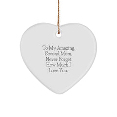 Funny Second Mom Gifts for Christmas - Heart Ornament with 'To My Amazing Second Mom' - Image 1