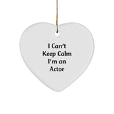 Funny Actor Christmas Unique Gifts from Friends - Heart Ornament, 'I Can't Keep Calm I'm An Actor' Quote, Perfect for Actor Men, Women, Coworkers, Family - Image 1
