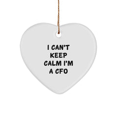 Funny CFO Gifts from Women for Men CFO Christmas Unique Heart Ornament - I Can't Keep Calm I'm A 'CFO' Decor - Image 1