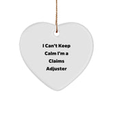 Gifts from Coworkers for Claims Adjusters - Funny Heart Ornament, 'I Can't Keep Calm I'm A Claims Adjuster', Christmas Unique Gifts for Men, Women, Friends - Image 1