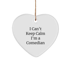 Funny Comedian Gifts from Friends - I Can't Keep Calm I'm A Comedian Heart Ornament for Christmas - Image 1