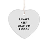 Funny Cook Heart Ornament Gifts from Friends, Christmas Unique Cook Decorations, I Can't Keep Calm I'm A Cook - Image 1