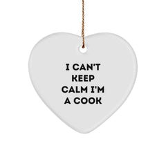 Funny Cook Heart Ornament Gifts from Friends, Christmas Unique Cook Decorations, I Can't Keep Calm I'm A Cook - Image 1