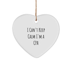 Funny CPA Gifts - 'I Can't Keep Calm I'm A CPA' Heart Ornament for Men, Women, Friends, Coworkers, Family - Christmas Unique Gifts - Image 1