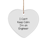 Funny Engineer Gifts - I Can't Keep Calm Heart Ornament for Christmas Unique Gifts from Friends to Engineer Men - Image 1