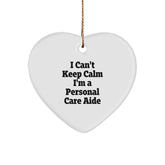 Funny Personal Care Aide Gifts from Women - I Can't Keep Calm I'm A Personal Care Aide Heart Ornament, Christmas Unique Personalized Present for Men, Coworkers, Family - Image 1