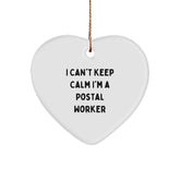 Funny I Can't Keep Calm I'm A Postal Worker Heart Ornament Gifts from Family, Friends, or Coworkers for Christmas - Image 1