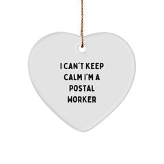 Funny I Can't Keep Calm I'm A Postal Worker Heart Ornament Gifts from Family, Friends, or Coworkers for Christmas - Image 1