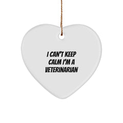Funny Veterinarian Gifts from Friends, Gifts for Veterinarians, Heart Ornament 'I Can't Keep Calm I'm A Veterinarian' Christmas Unique Presents - Image 1