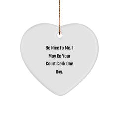 Funny Court Clerk Heart Ornament Gifts from Friends and Family for the Court Clerk in Your Life This Christmas - Image 1