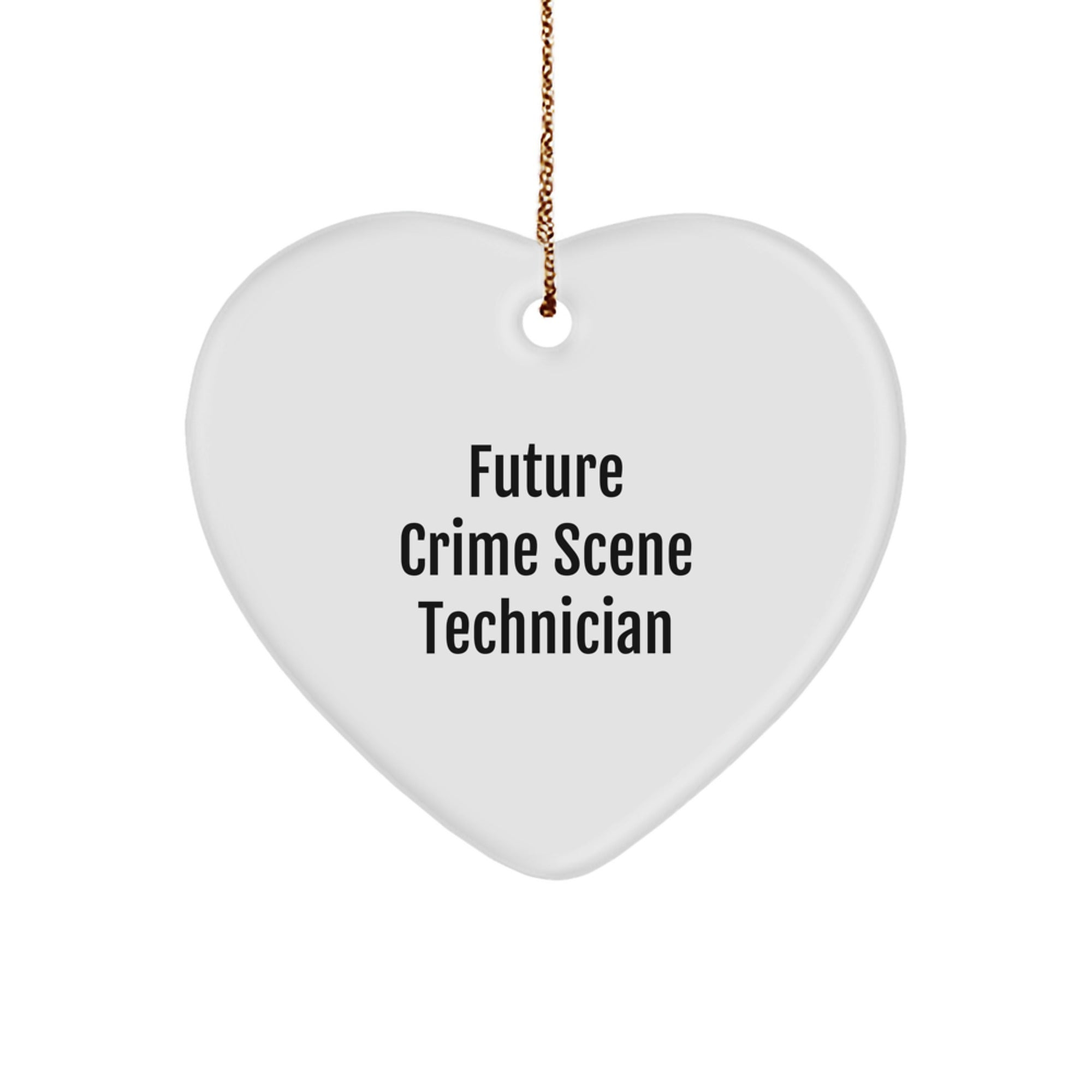 Funny Future Crime Scene Technician Heart Ornament Gifts from Family, Christmas Unique Gifts for Crime Scene Technician Men, Inspirational Heart Shaped Ornament - Image 1