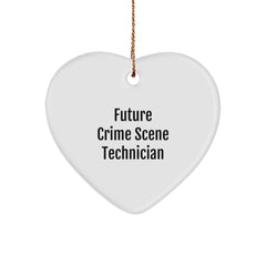 Funny Future Crime Scene Technician Heart Ornament Gifts from Family, Christmas Unique Gifts for Crime Scene Technician Men, Inspirational Heart Shaped Ornament - Image 1
