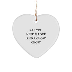 Chow Chow Dog Lovers Christmas Unique Gifts, Heart Ornament, 'All You Need Is Love And A Chow Chow' Quote, Gifts from Friends and Family - Image 1
