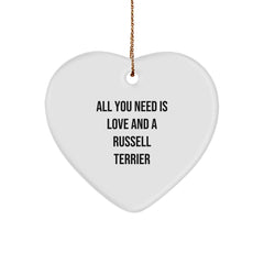 Funny Russell Terrier Dog Gifts from Friends - All You Need Is Love Heart Ornament for Russell Terrier Dog Lovers - Christmas Unique Gifts for Russell Terrier Dog Owners - Image 1