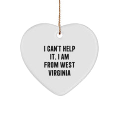 West Virginia Heart Ornament - Funny Quote Gift for West Virginia, Heart Shaped Christmas Unique Gifts from Friends to Family - Image 1