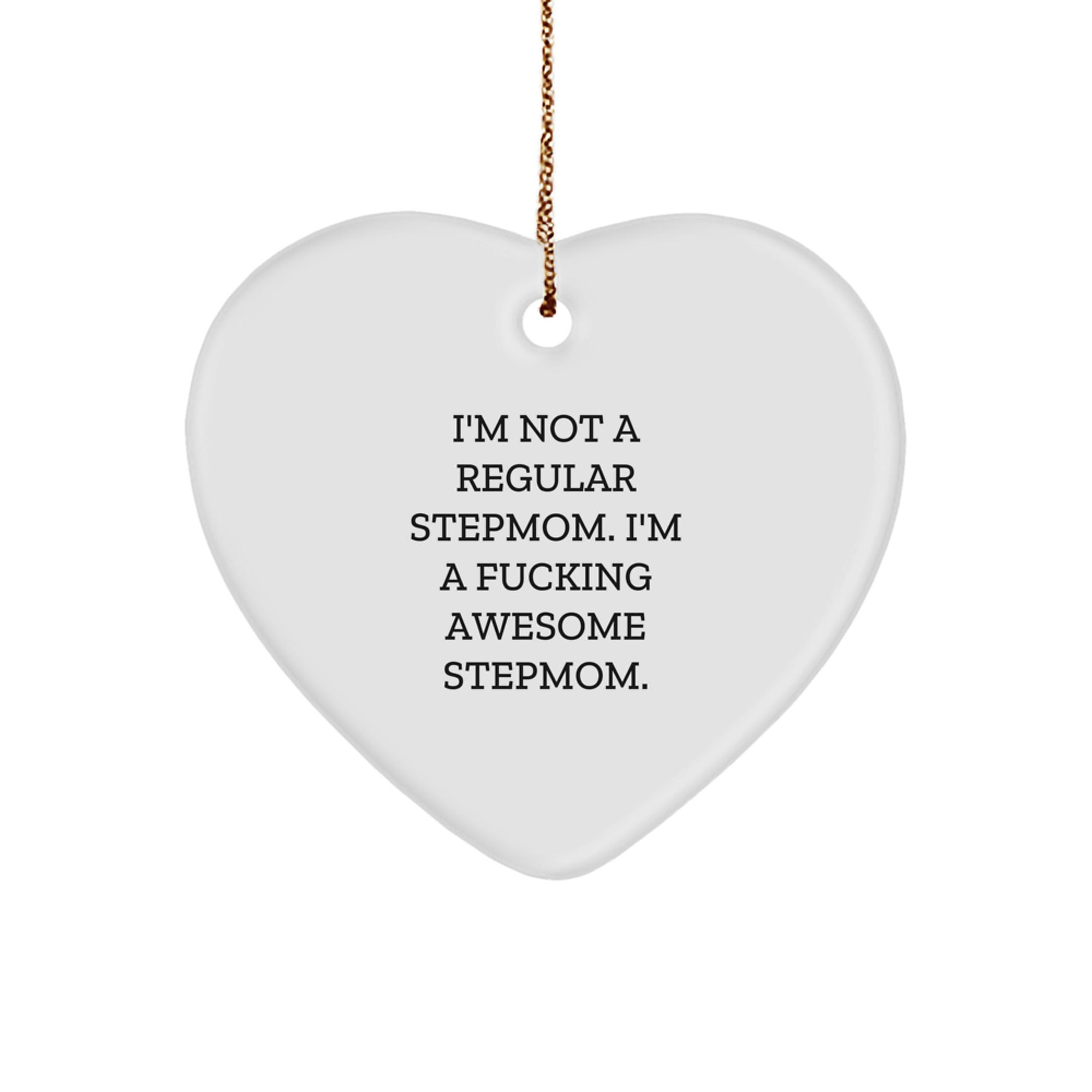 Funny Stepmom Gifts from Men to Awesome Stepmom, Heart Ornament for Christmas - Image 1